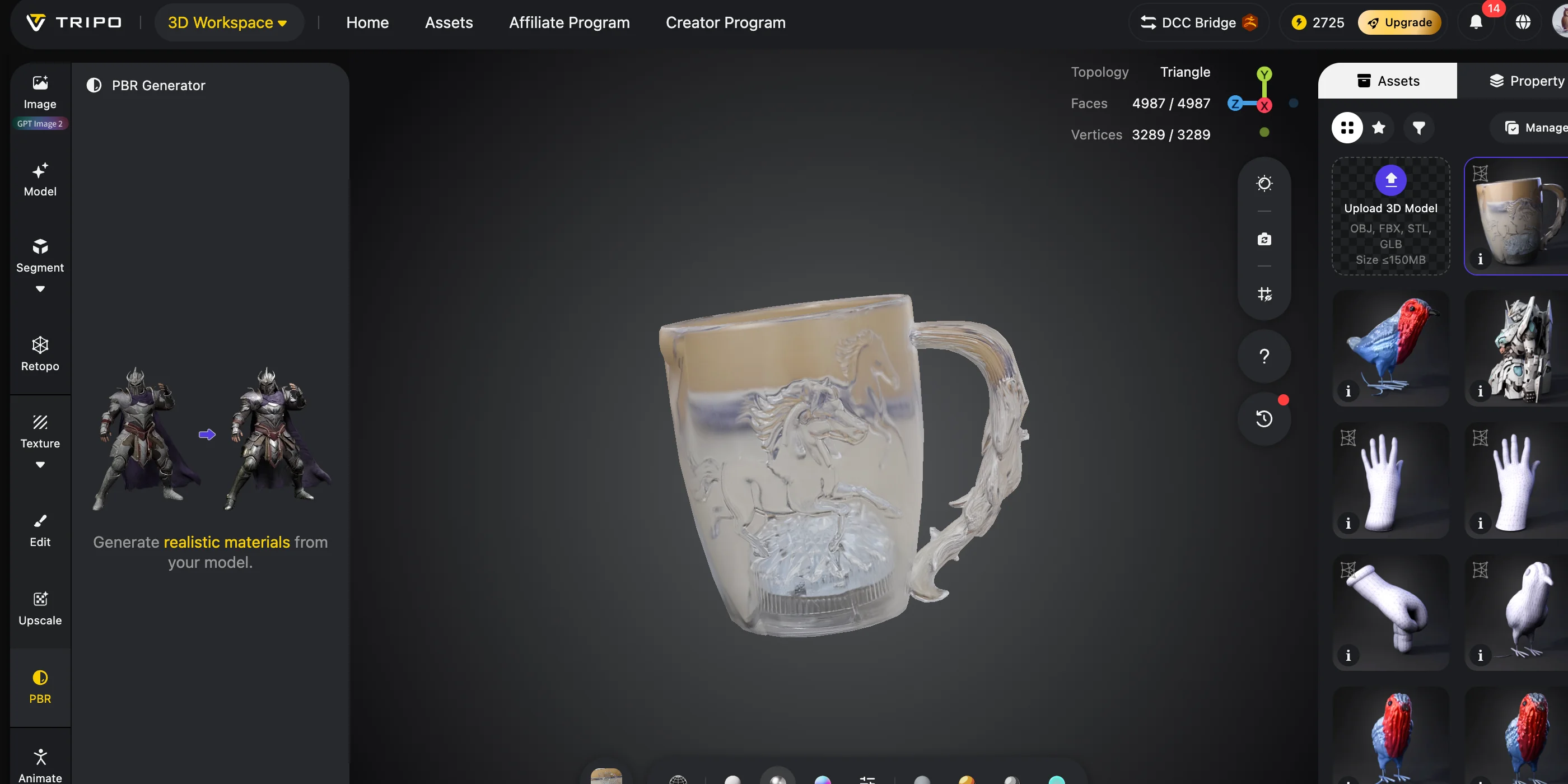 bottle model generator add materials and export