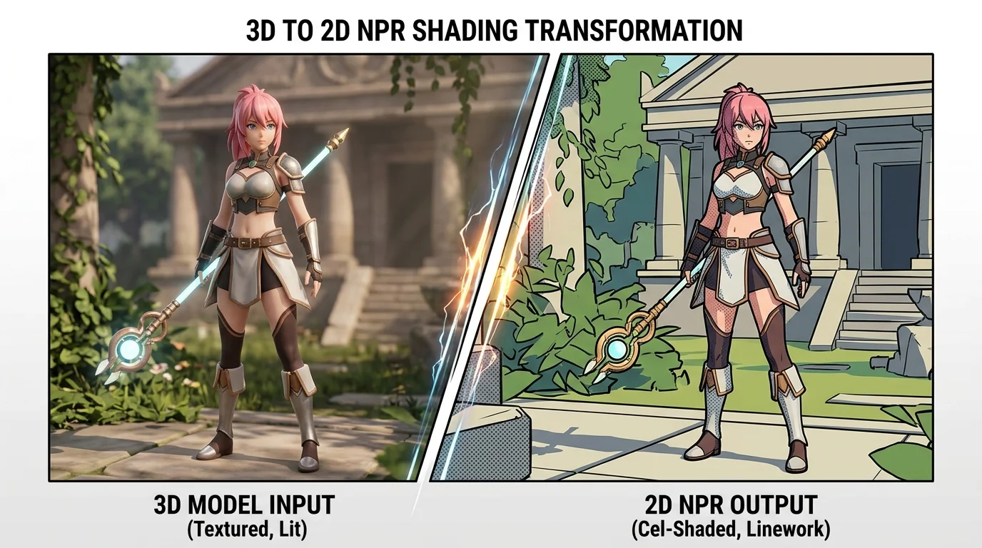 3D'den 2D'ye NPR Gölgeleme Dönüşümü