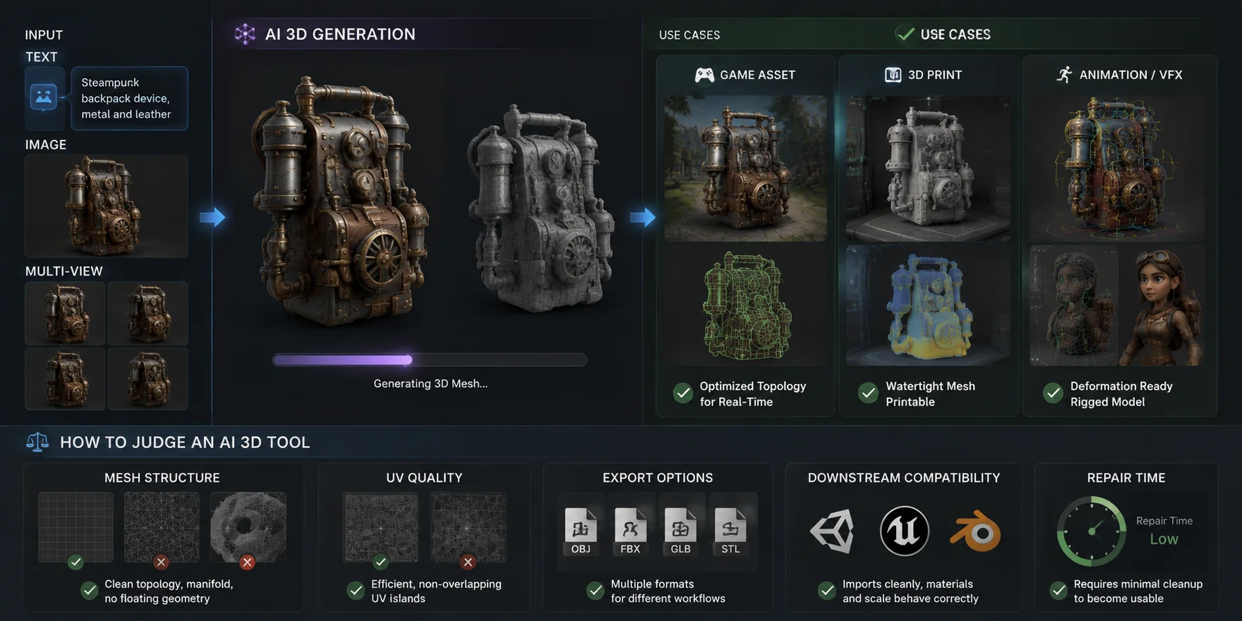how to evaluate an ai generated 3d model