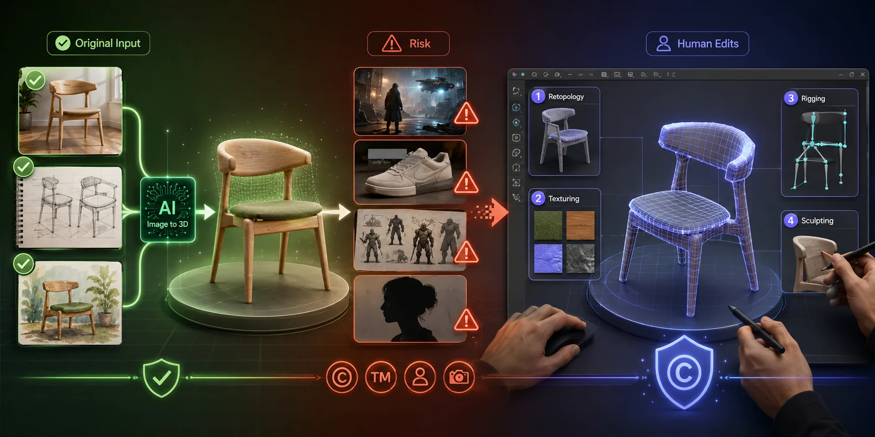 can you sell ai generated 3d models input rights and copyright caveats