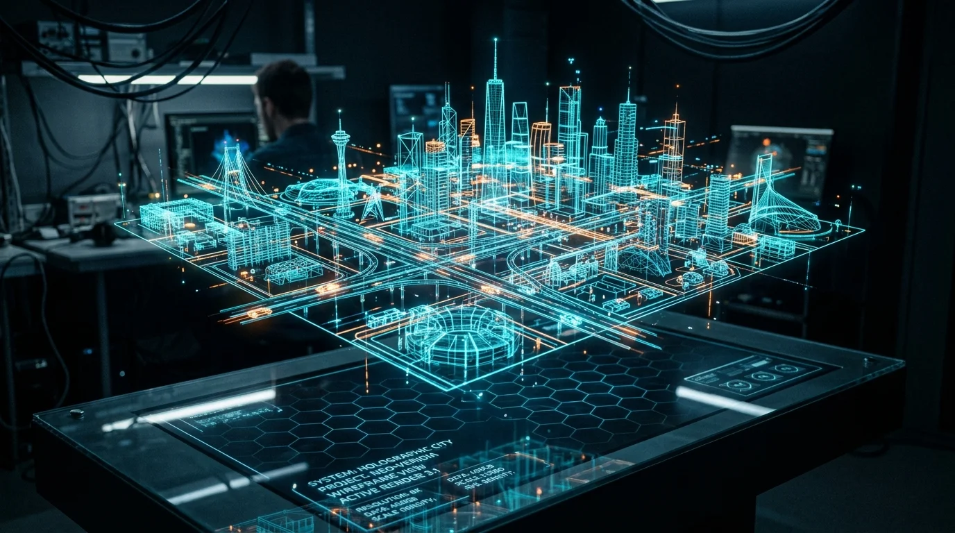 Holographic 3D wireframe rendering