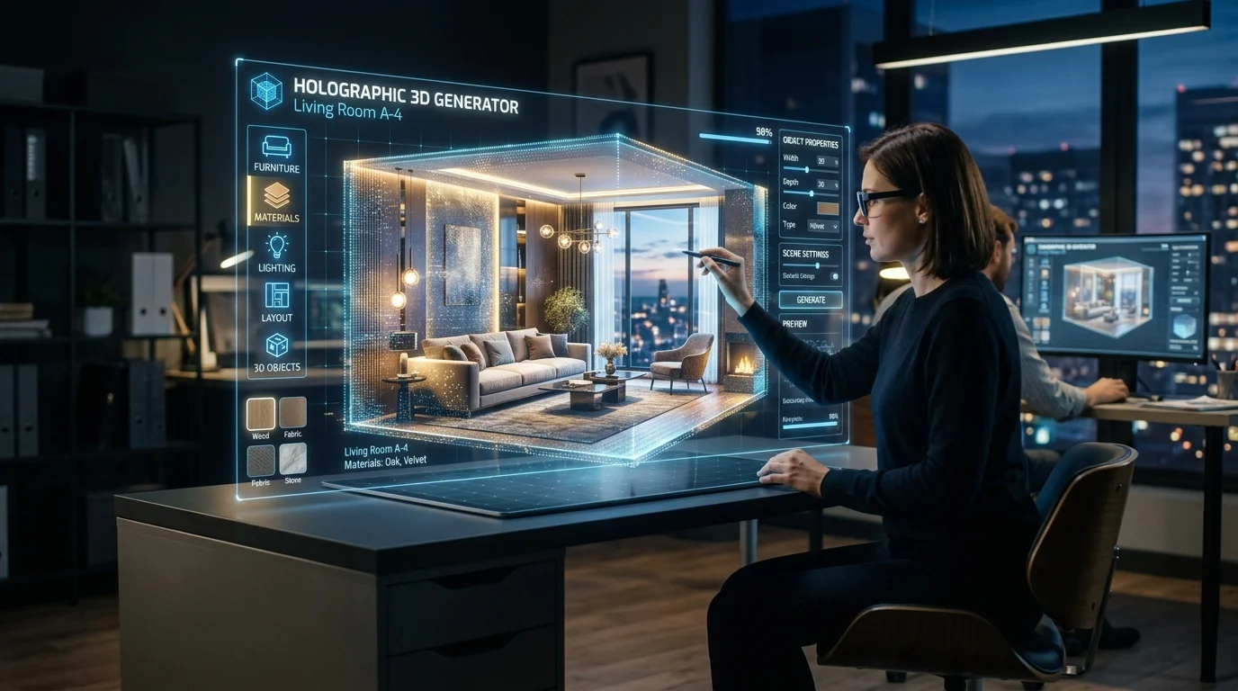 Holographic 3D interior design generation interface