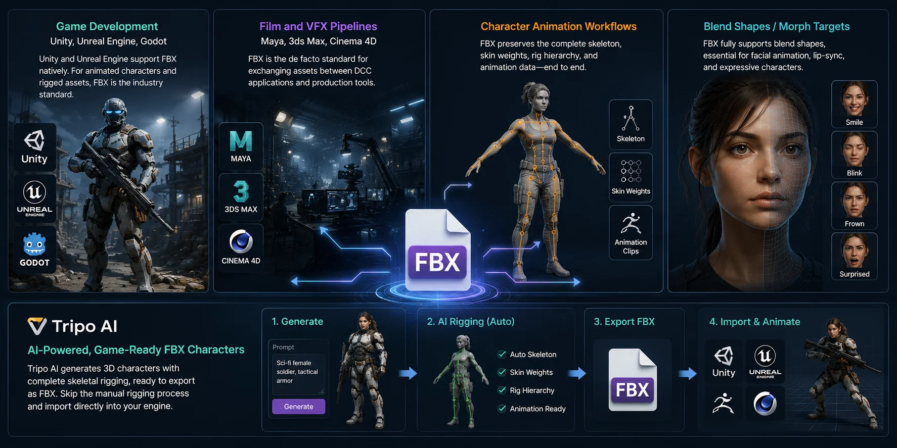 fbx vs obj generate game ready fbx characters with tripo ai