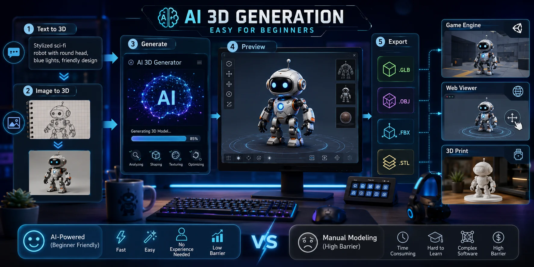 ai 3d generation workflow for beginners