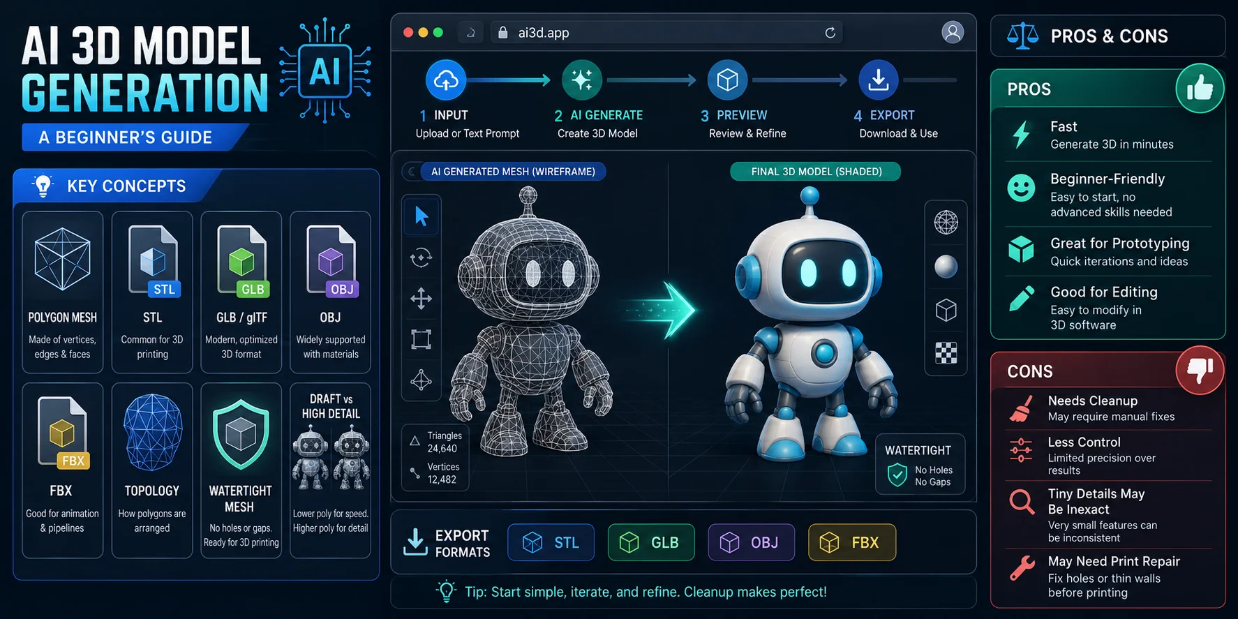 ai 3d model generation key concepts pros and cons