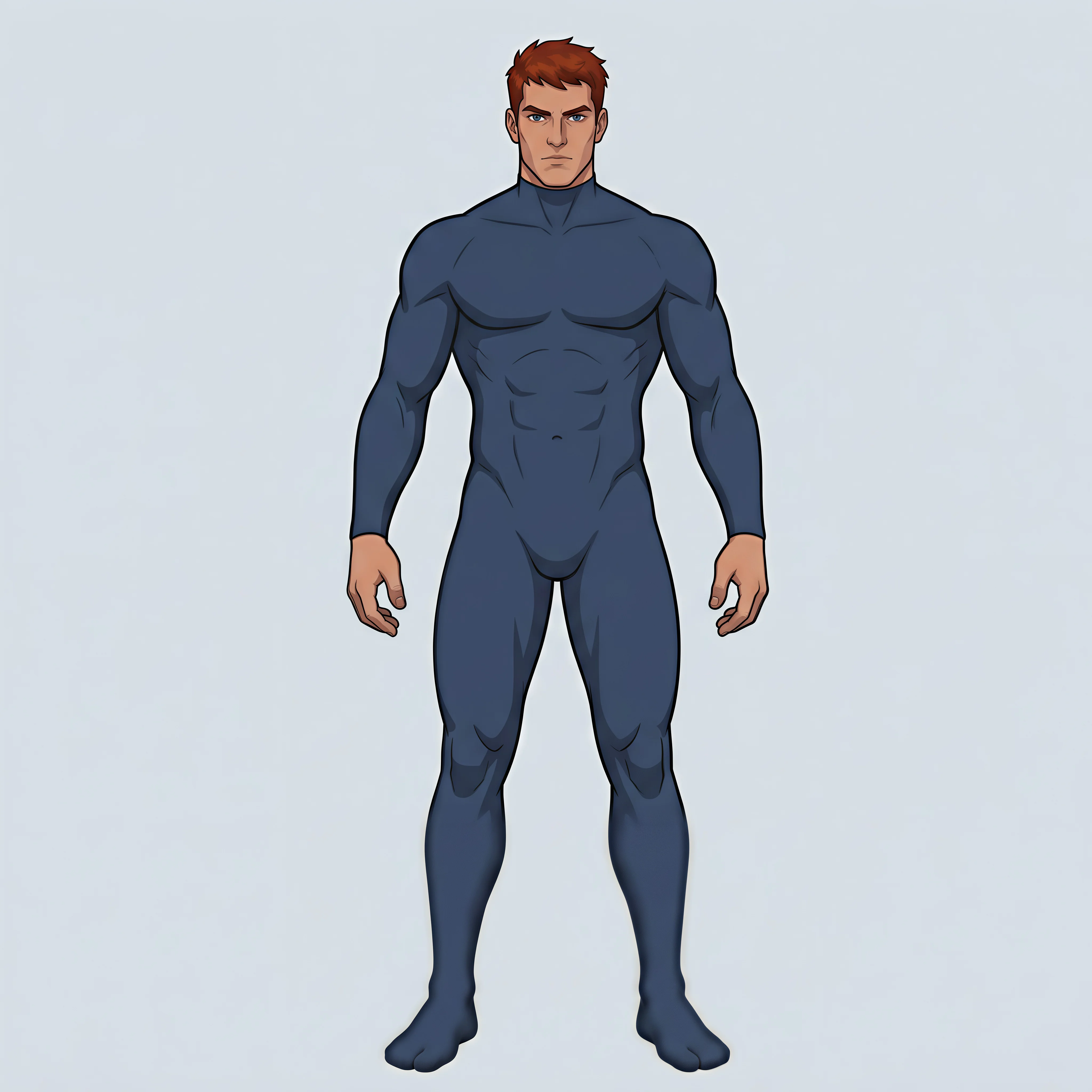 13 a separately generated male character body in a blue suit illustrating the fallback workflow when au