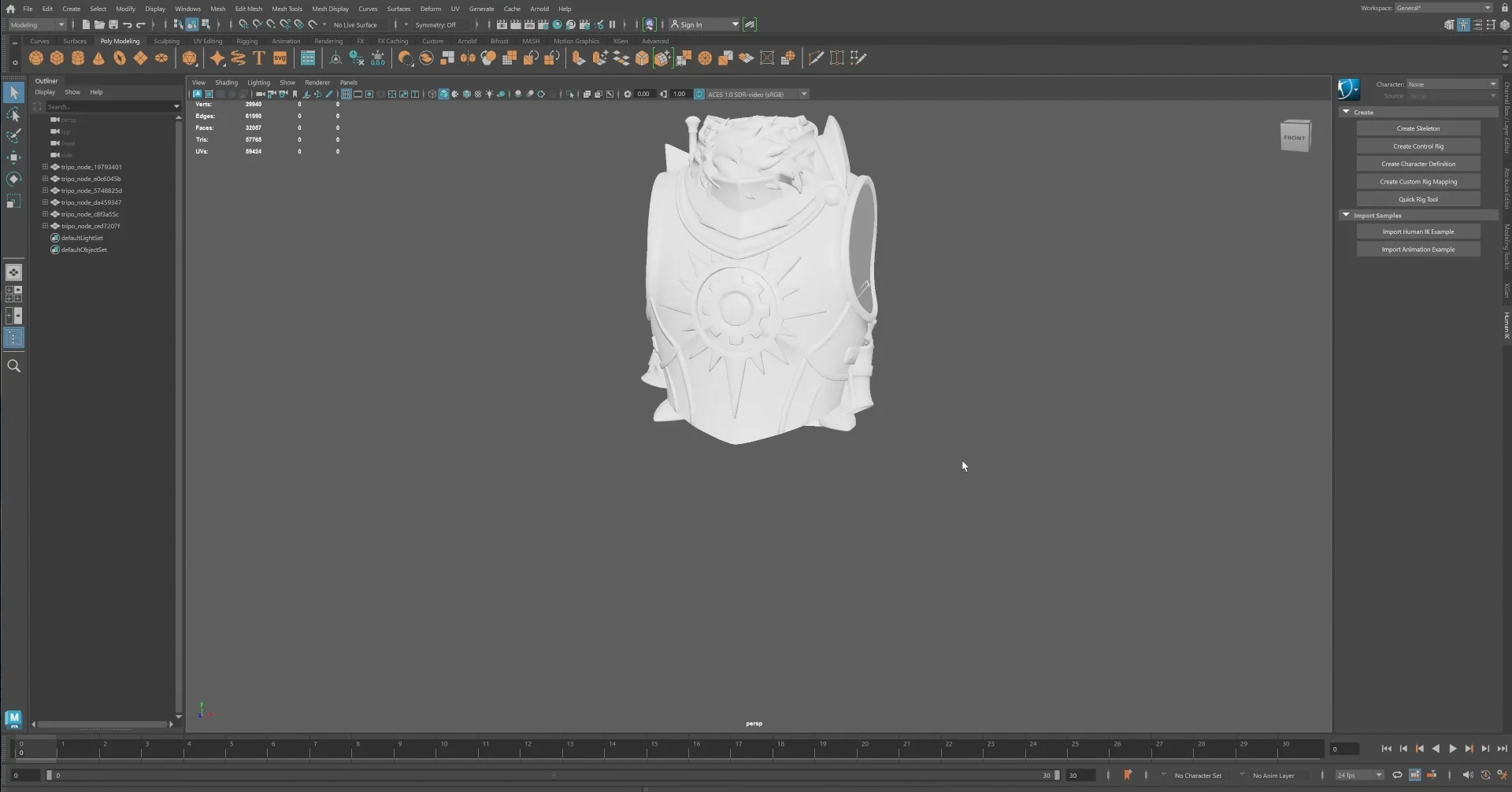 37 a 3ds max workspace showing a character upper body model during the re assembly stage