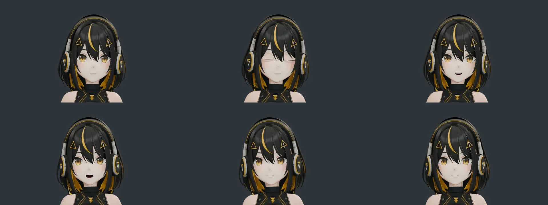anime character facial expression variations