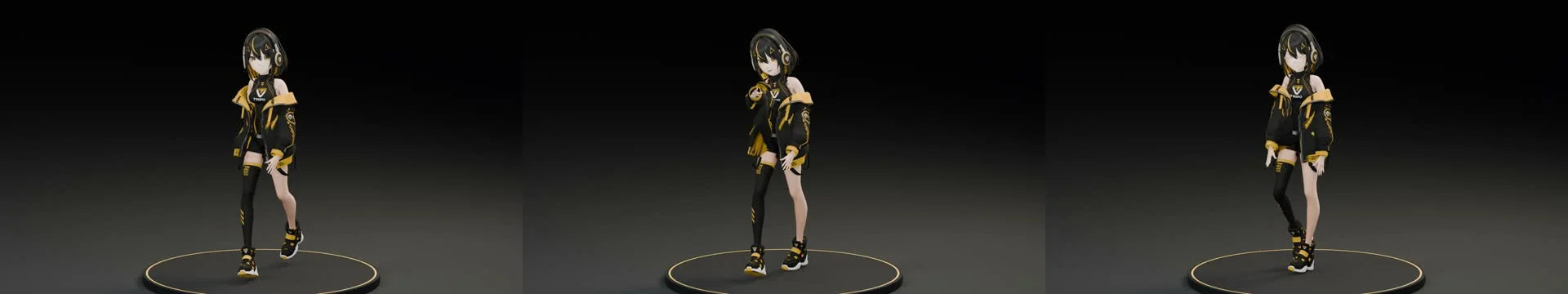 three moments from character greeting animation