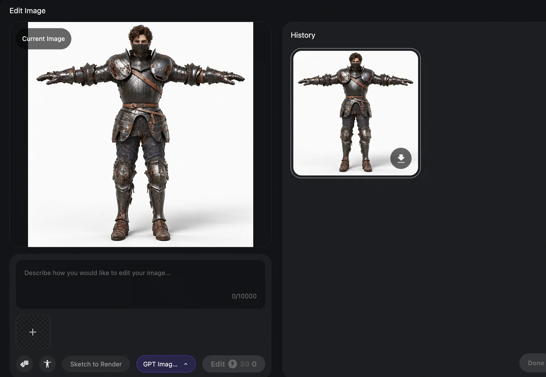 tripo edit image armored character