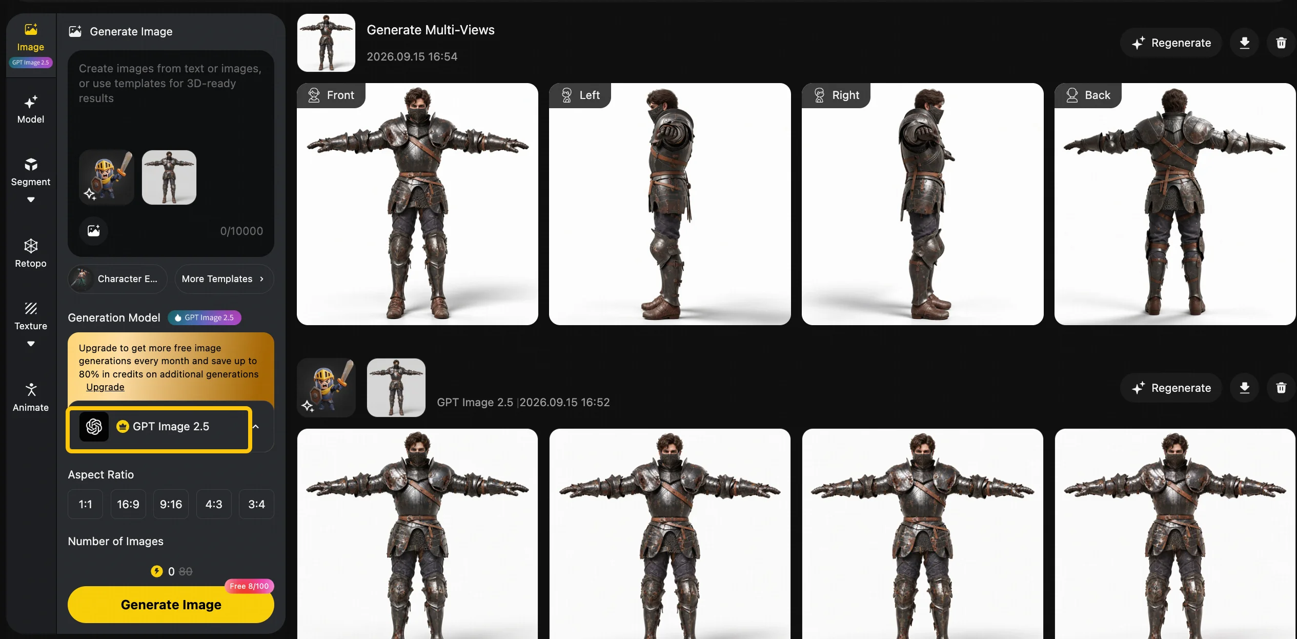 tripo gpt image 2 5 multi view generation