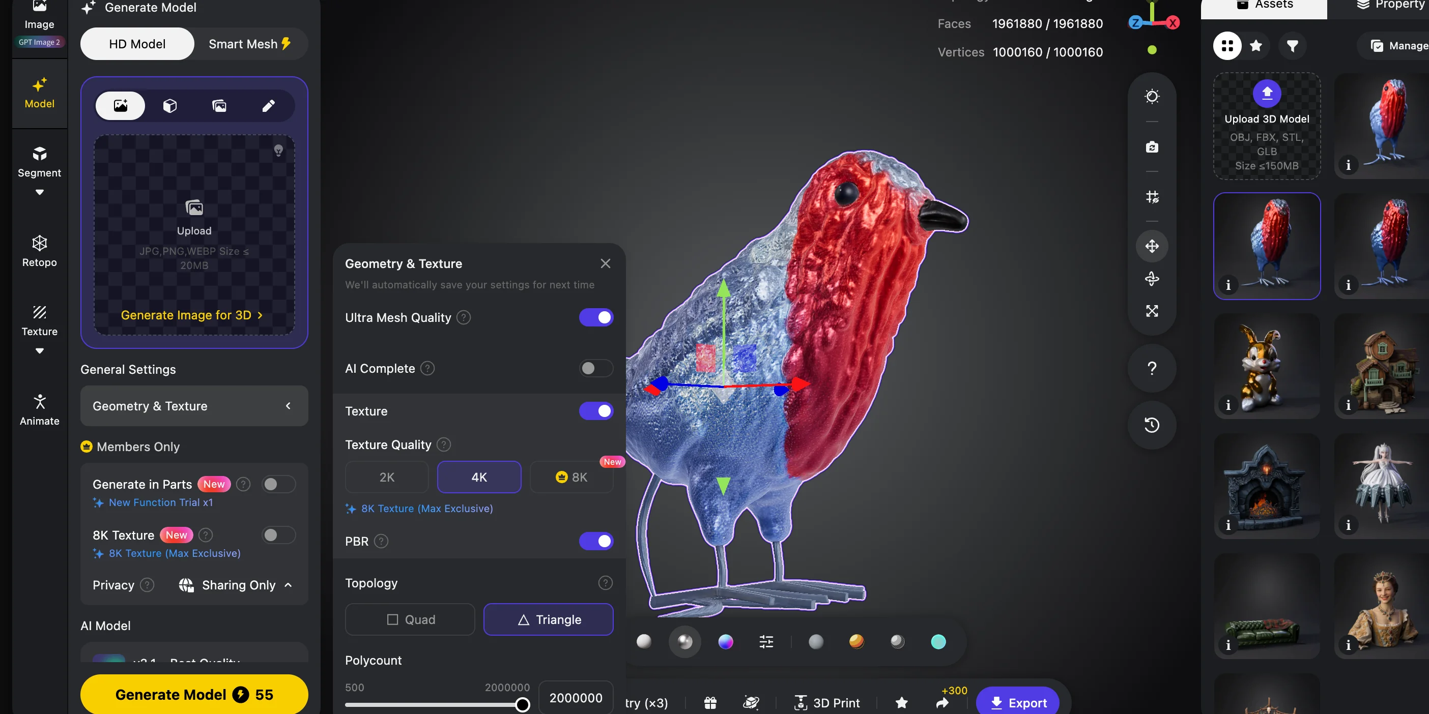 gpt image for 3d printing part 2 convert the image into a 3d model and export stl with tripo ai 2