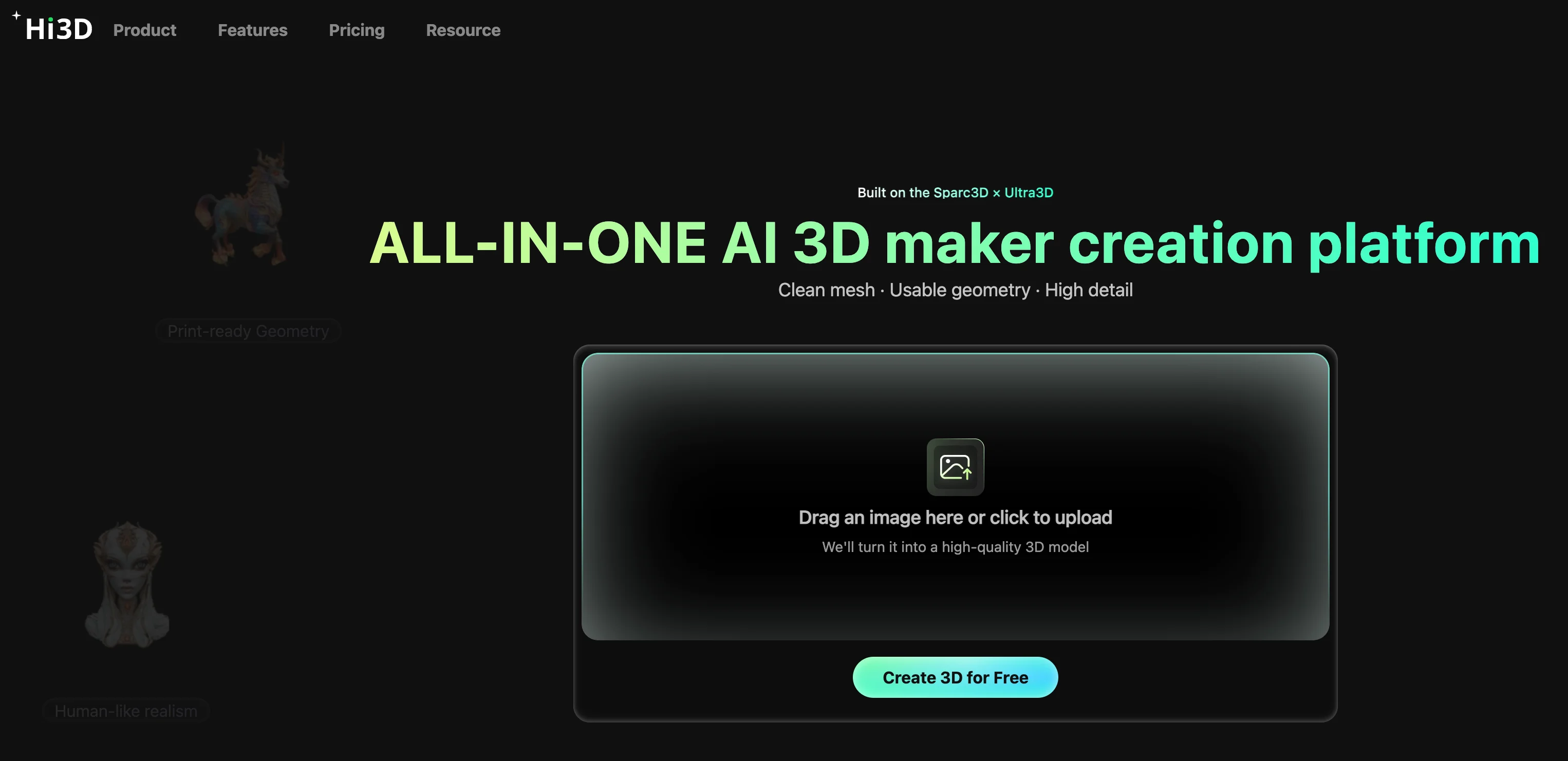 hi3d image to 3d workspace