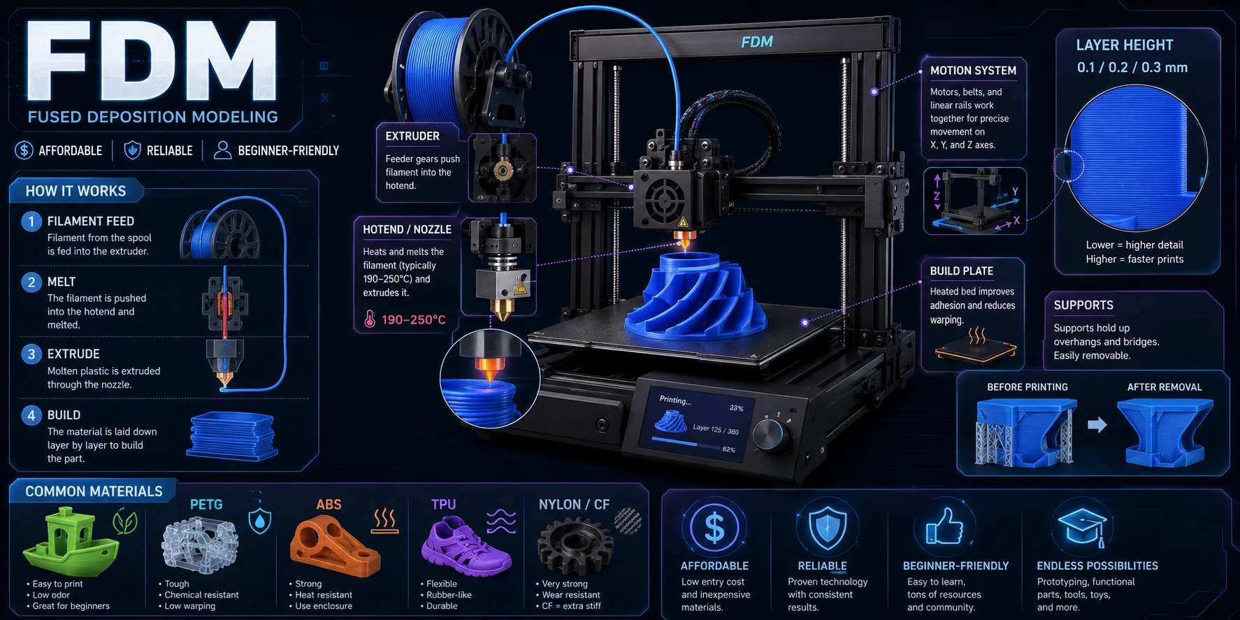 how do 3d printers work how fdm 3d printers work