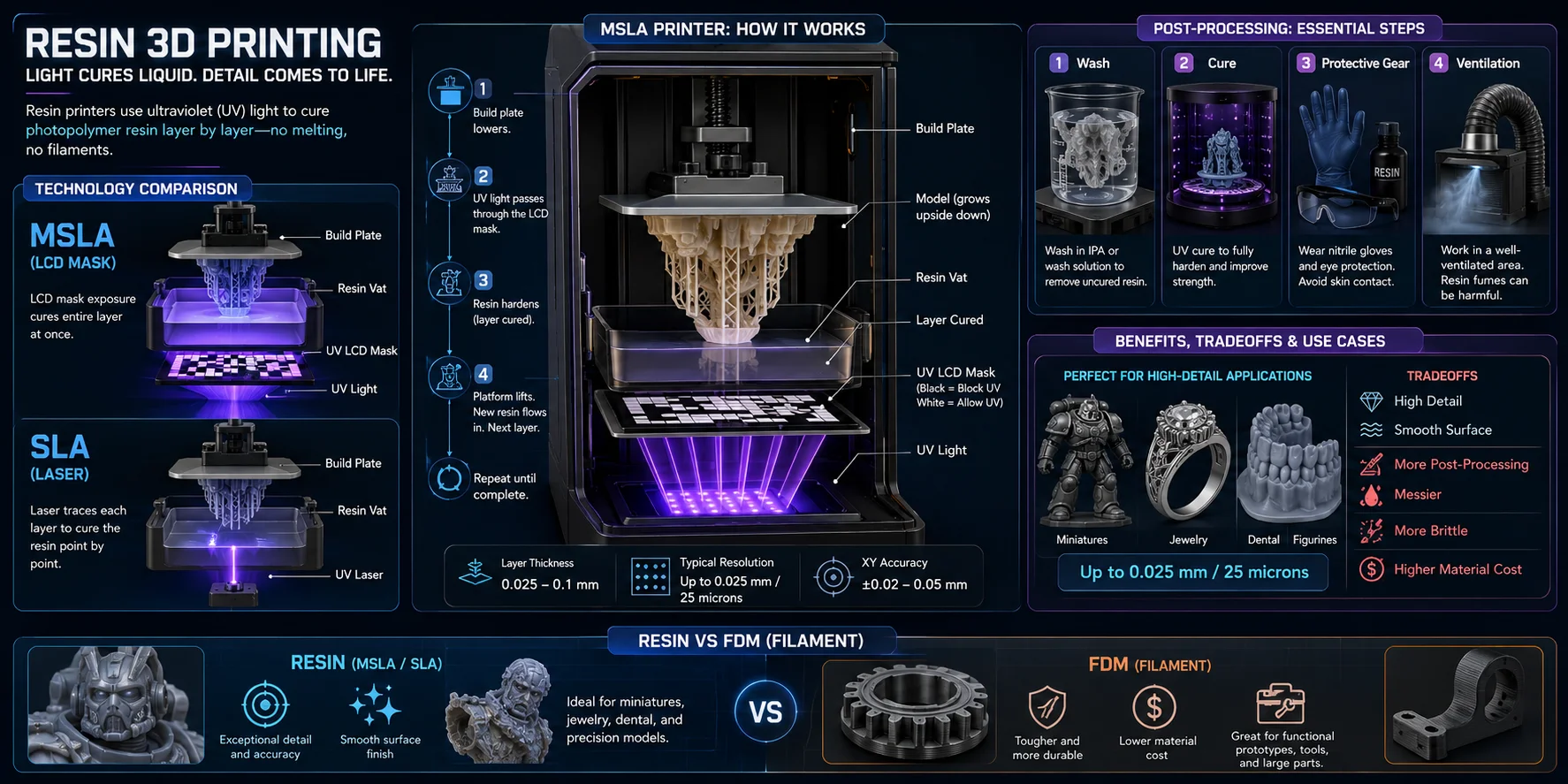 how do 3d printers work how resin 3d printers work sla and msla