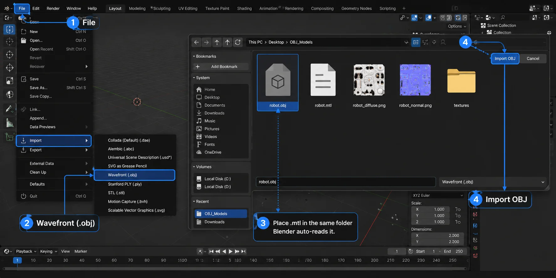 how to add an obj file in blender how to import an obj file in blender 2