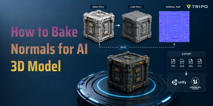 ai 3d normal baking high poly low poly and normal map