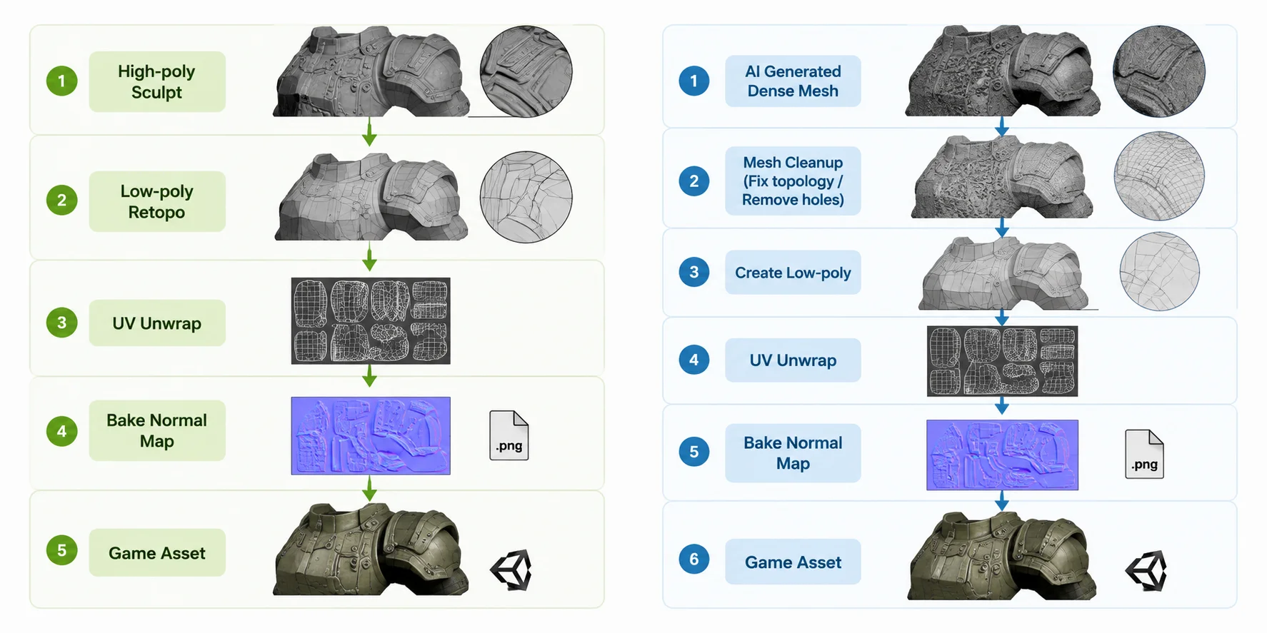 traditional and ai 3d normal baking workflows