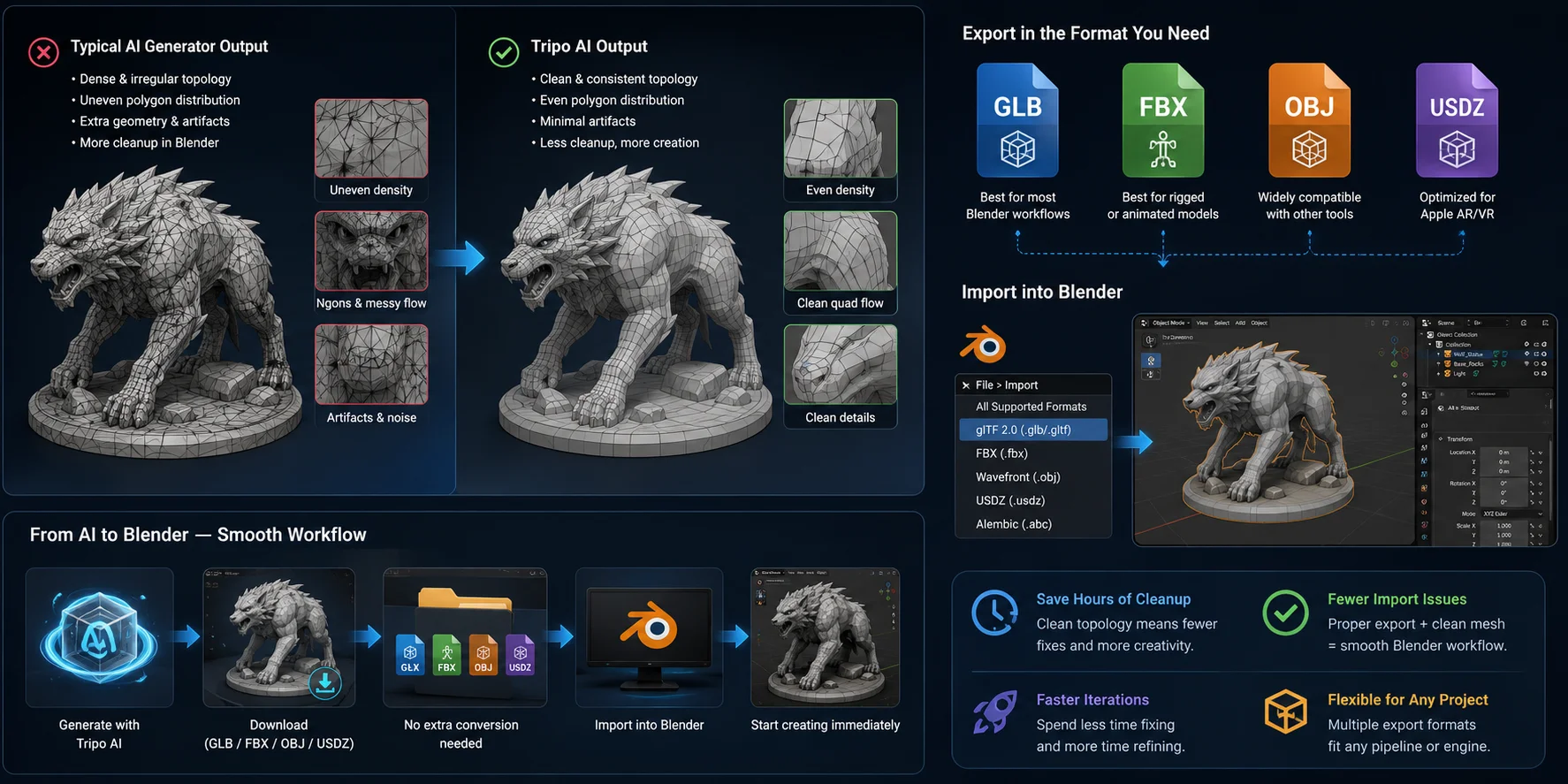 how to export ai 3d models to blender multiple export formats for different pipelines