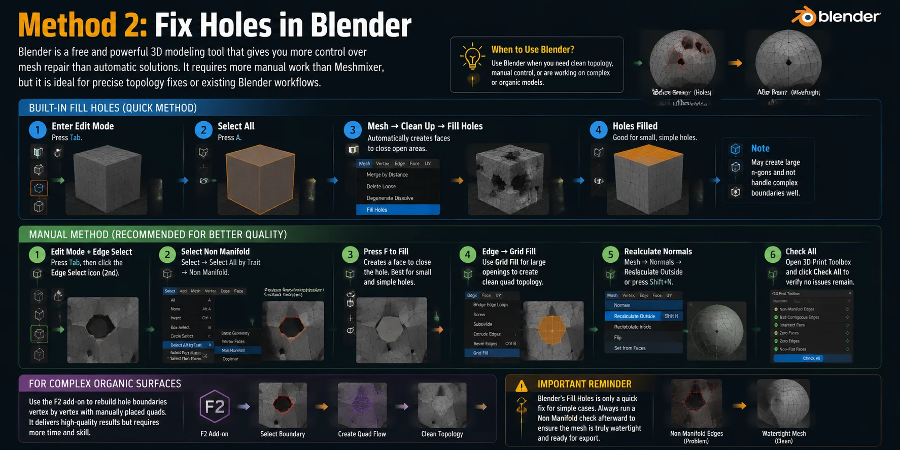 how to fix holes in 3d model manual method recommended for better quality
