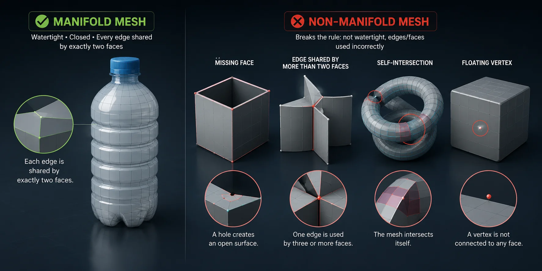 how to fix non manifold mesh what is a non manifold mesh