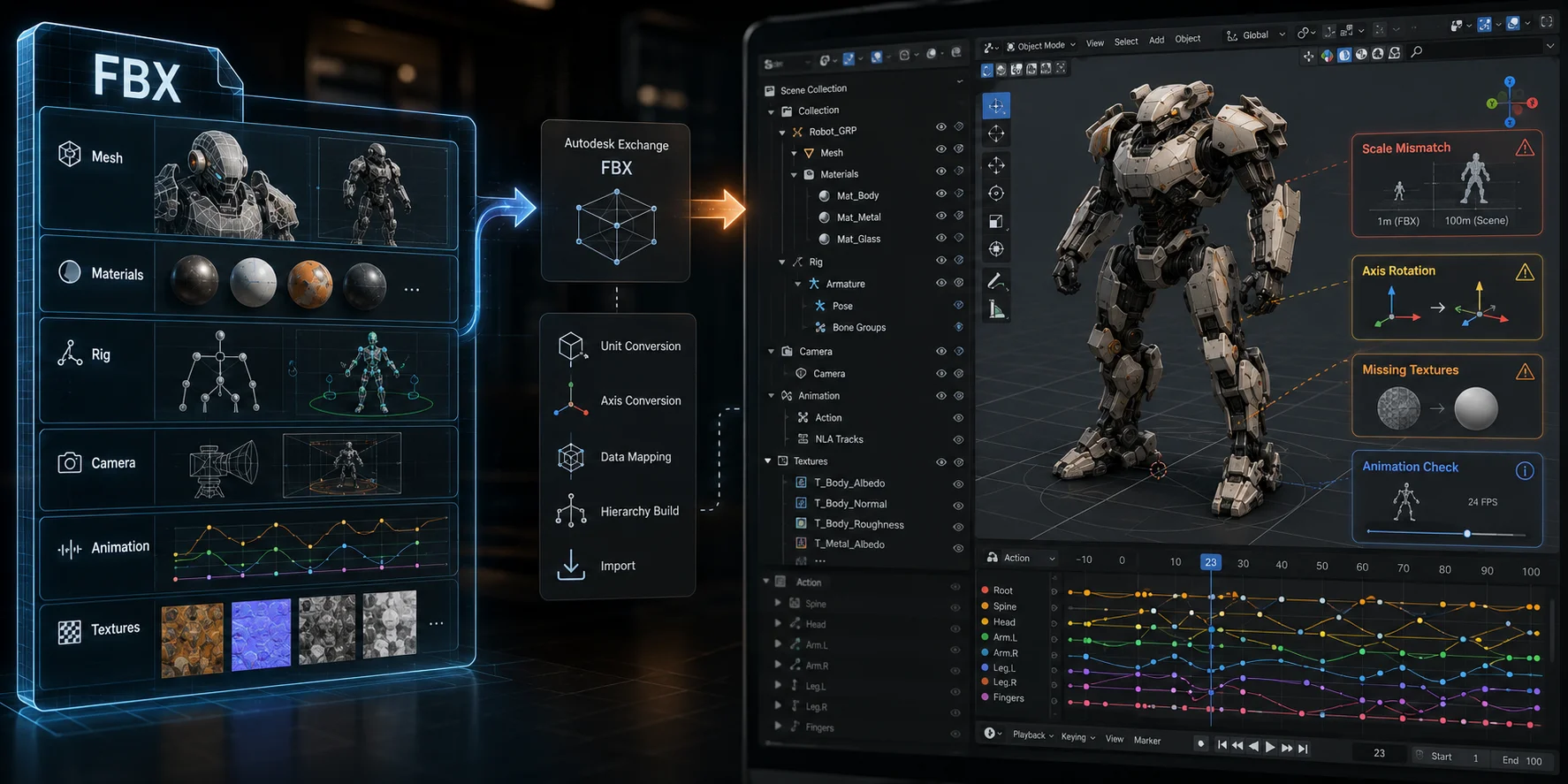 fbx data in blender