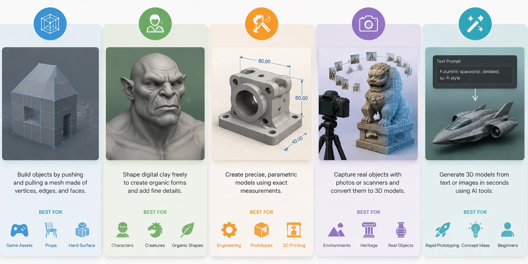 five core 3d modeling methods overview