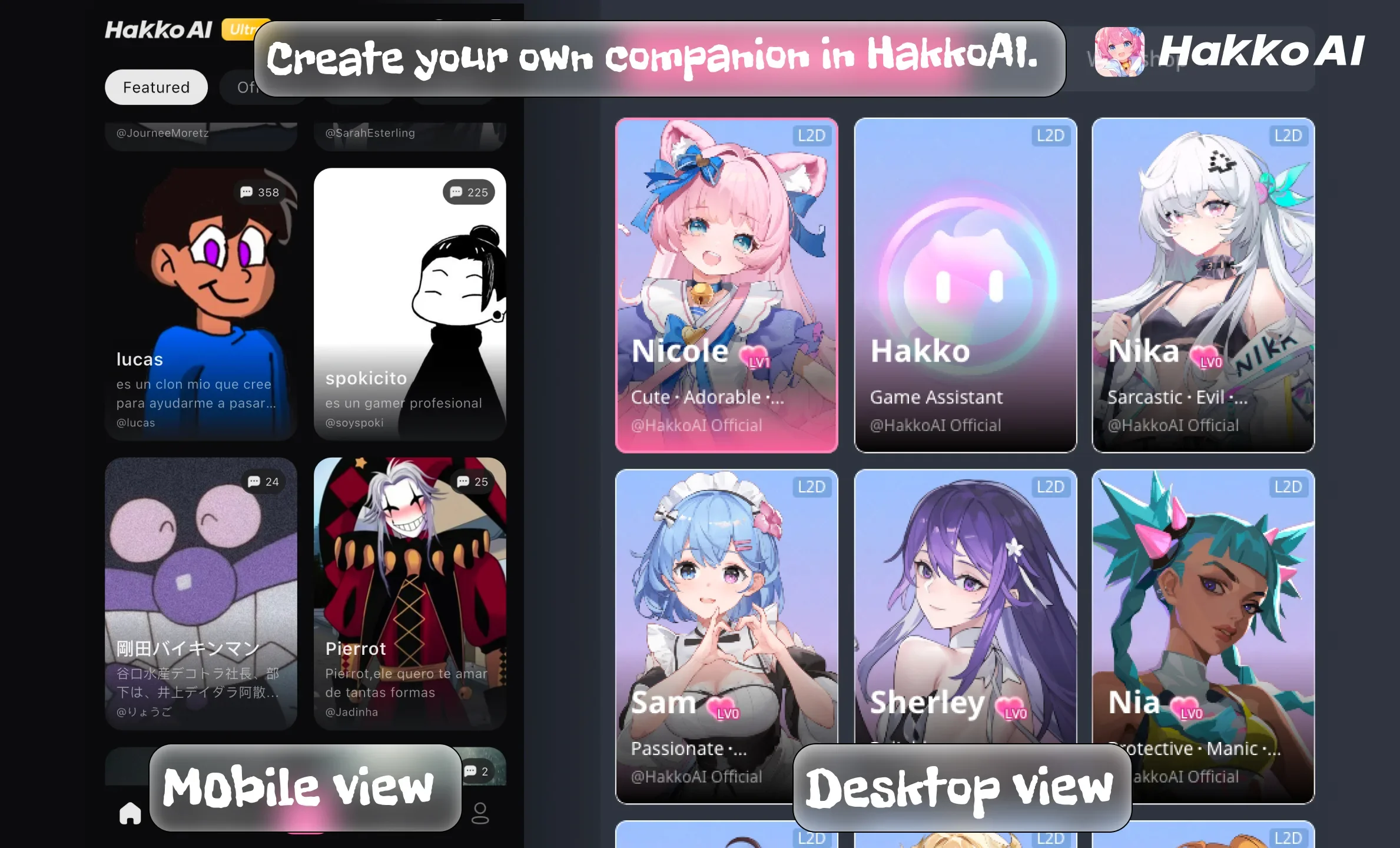 Create your own companion in HakkoAI