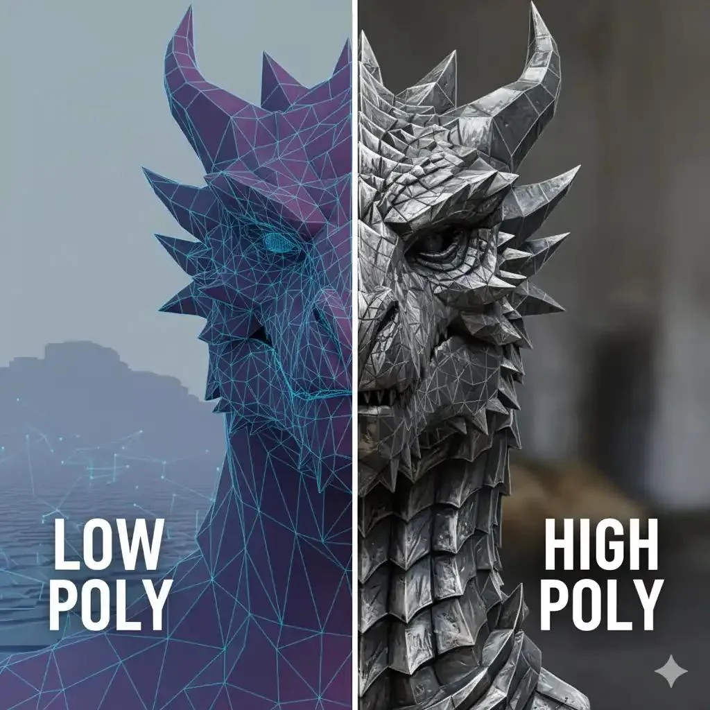 low-poly-vs-high-poly-dragon-comparison