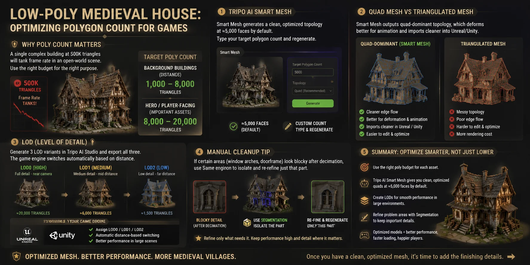 how to make medieval house 3d model manual cleanup for problem areas