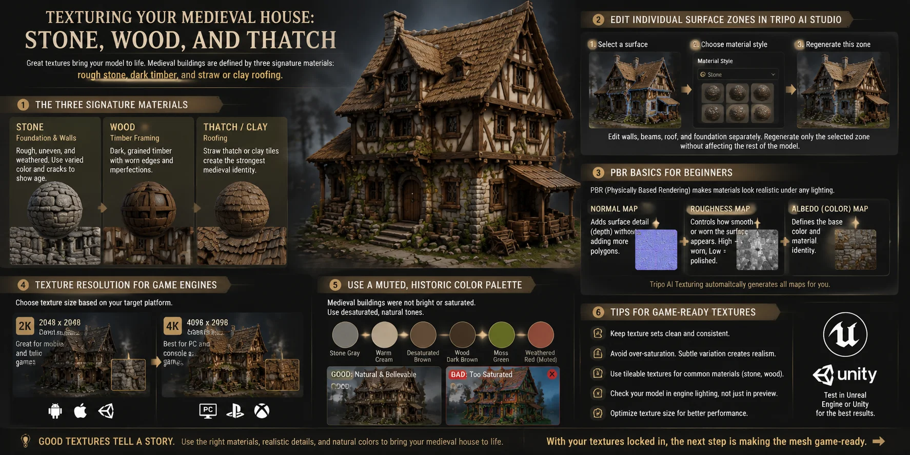 how to make medieval house 3d model texturing your medieval house stone wood and thatch