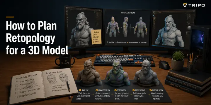 how to plan retopology for a 3d model cover