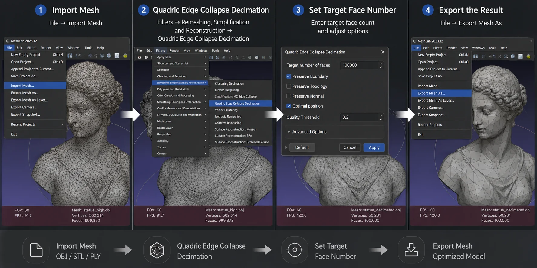 how to reduce polygon count how to reduce polygon count in meshlab