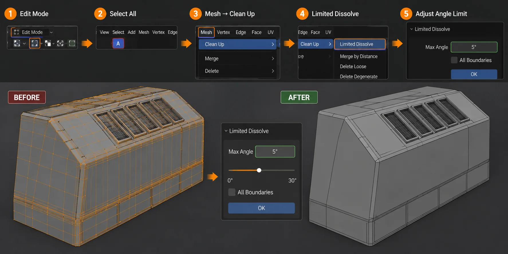 how to reduce polygon count method 2 limited dissolve