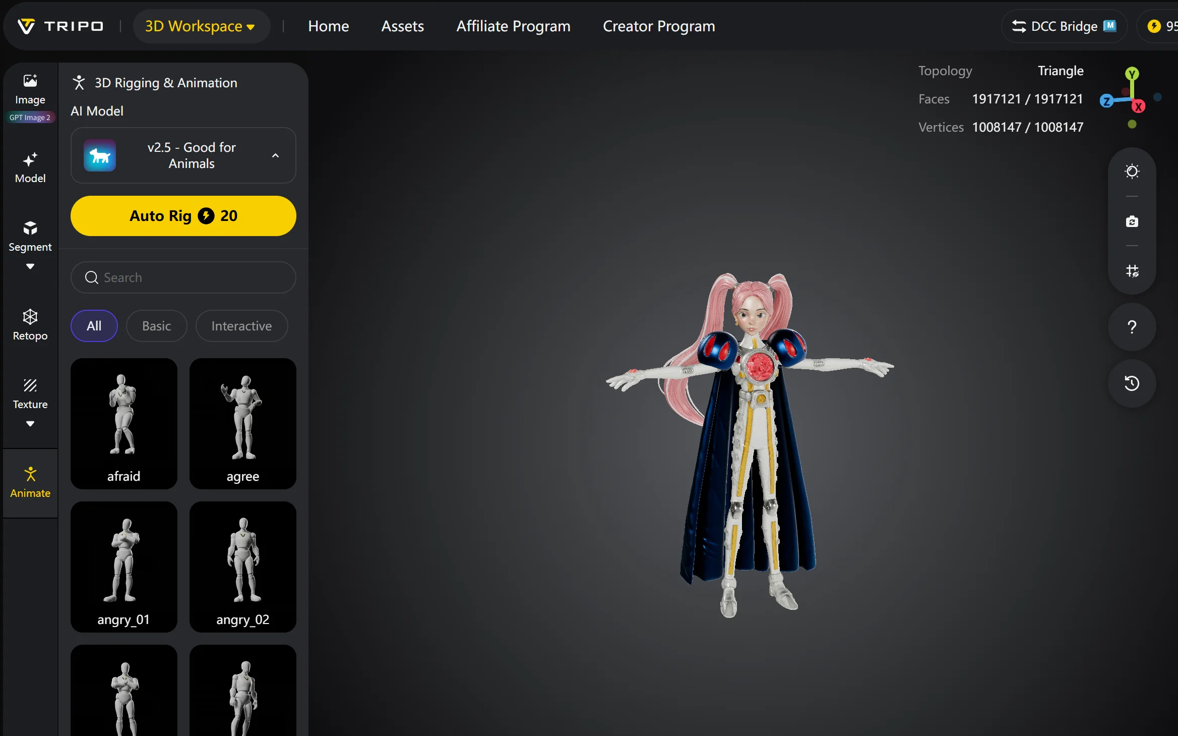 tripo auto rig five step workflow get model animate export