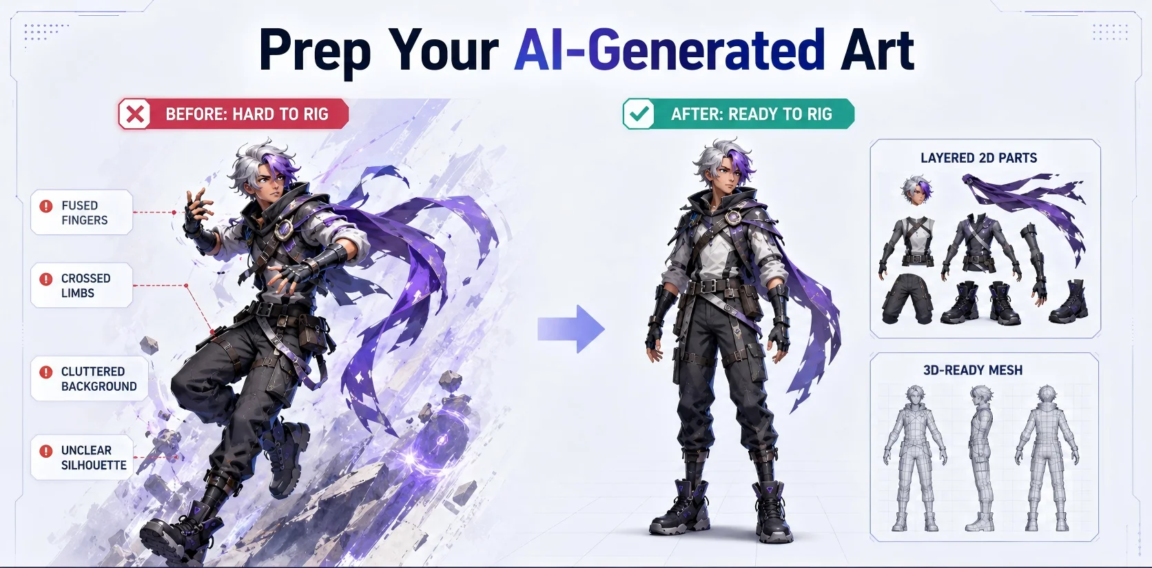 tripo studio ai character neutral pose prep for rigging