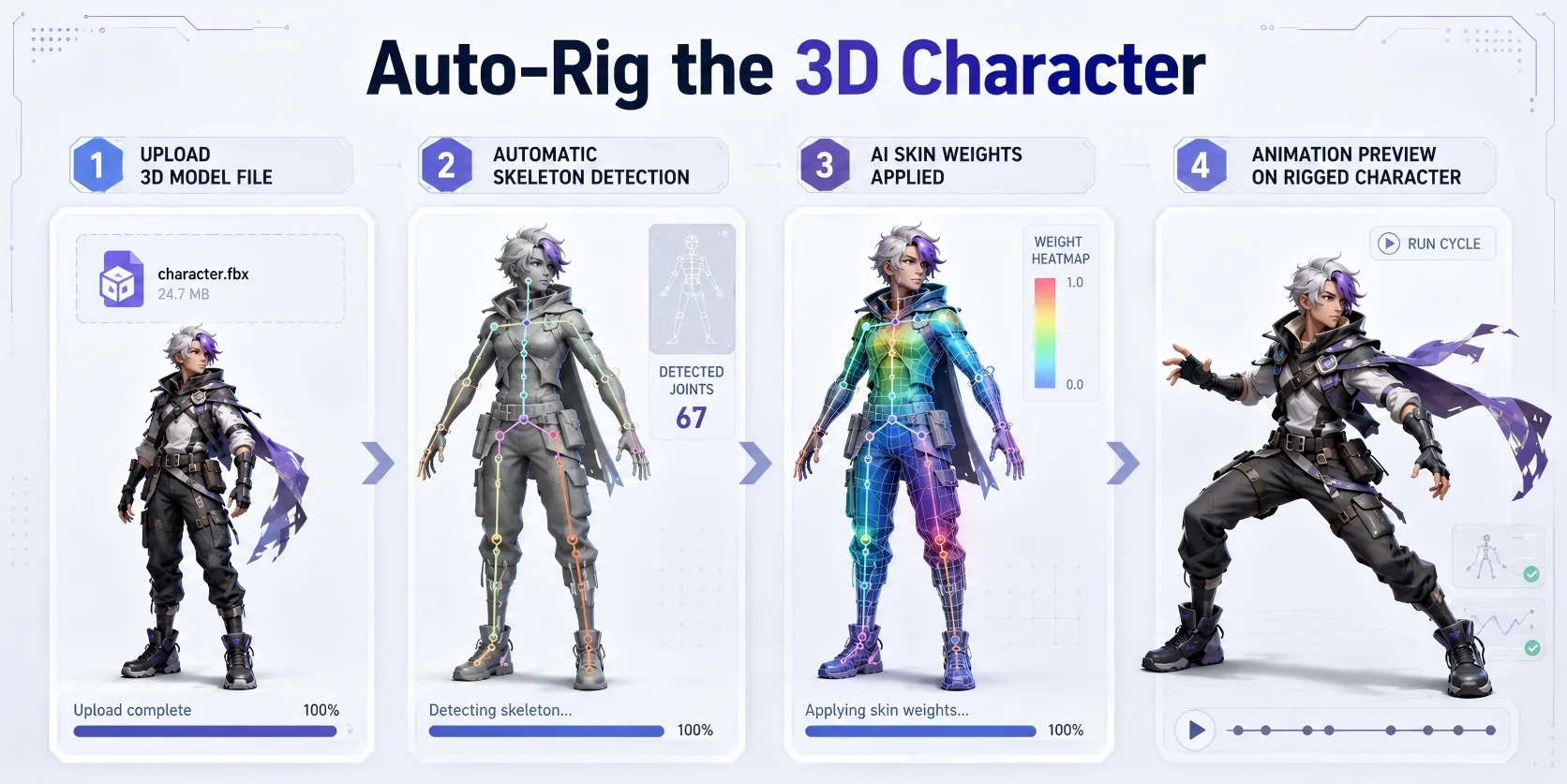 tripo studio animate panel auto rig skeleton 3d character