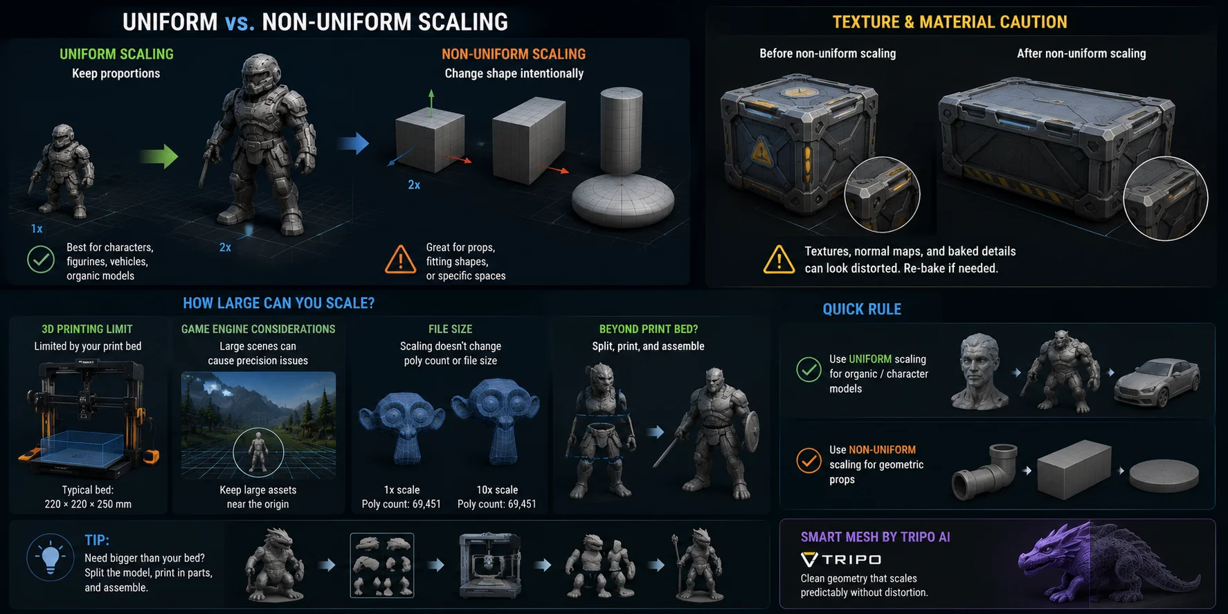 how to scale a 3d model uniform vs non uniform scaling when to use each