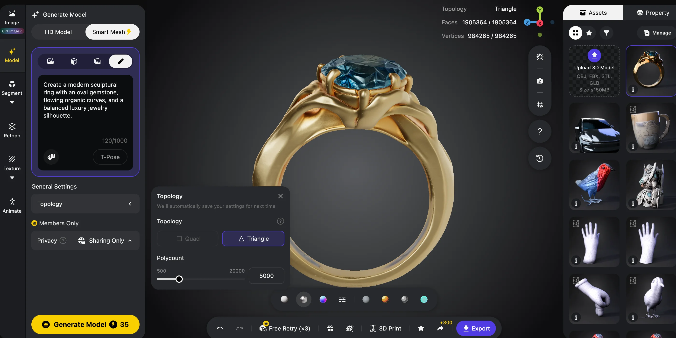 jewelry prototype generator check the mesh
