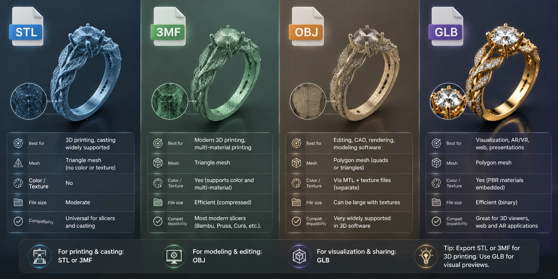 jewelry prototype generator which file formats to export for printing and casting