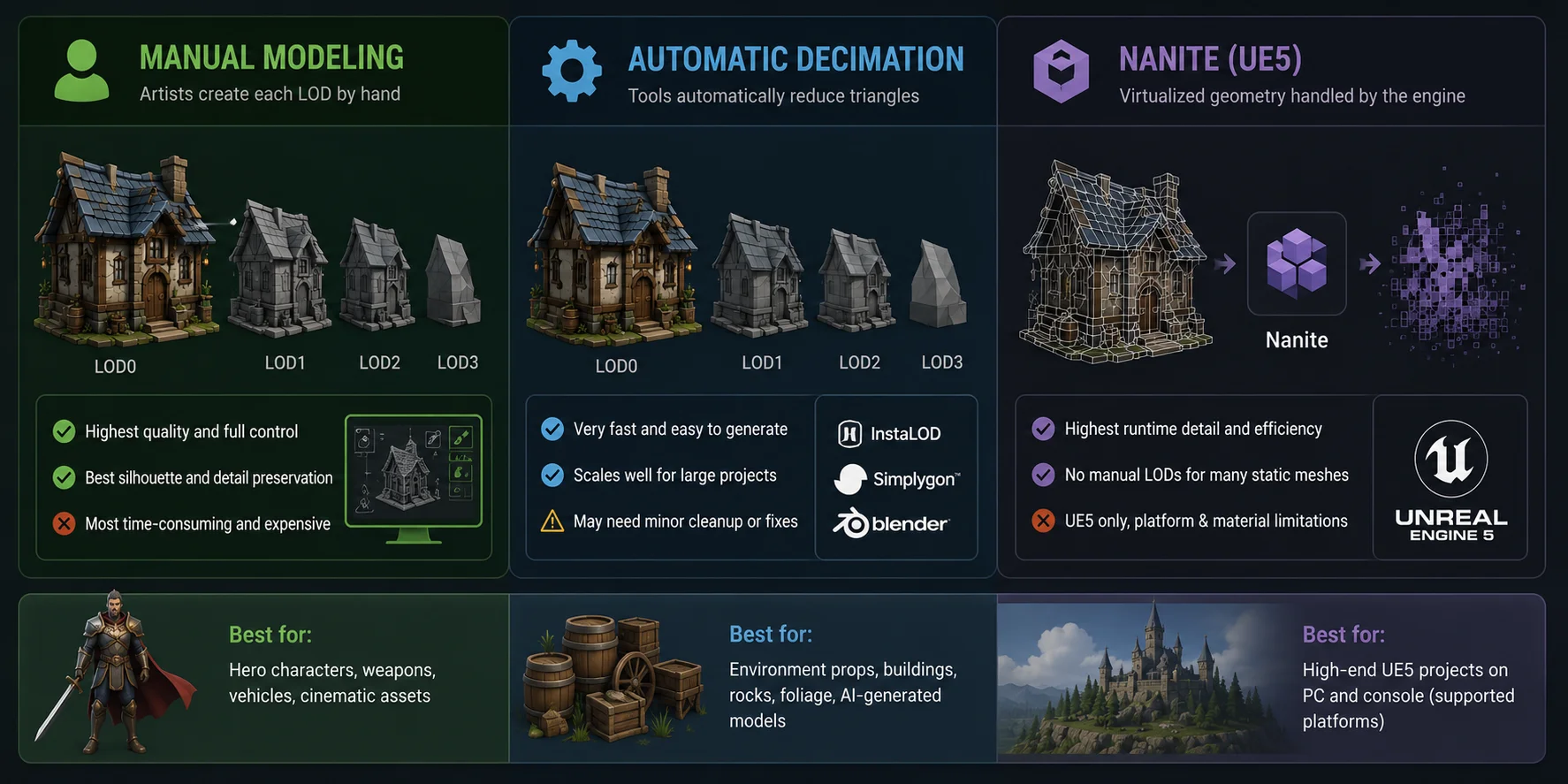 manual automatic nanite lod comparison