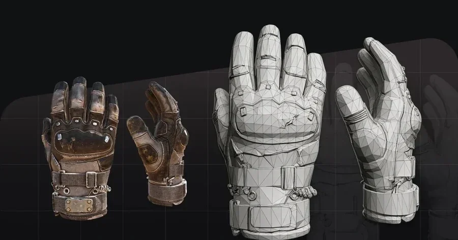 A textured character shown next to its wireframe, where even edge flow and clean UV islands decide whether the asset ships or gets reworked.