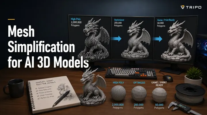 mesh simplification high poly to game ready dragon