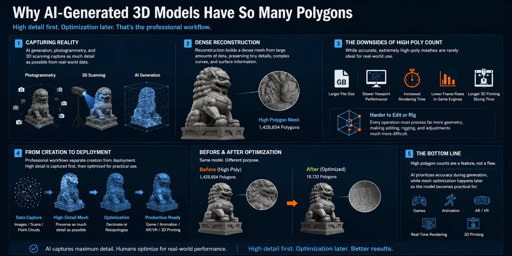 why ai generated 3d models have many polygons