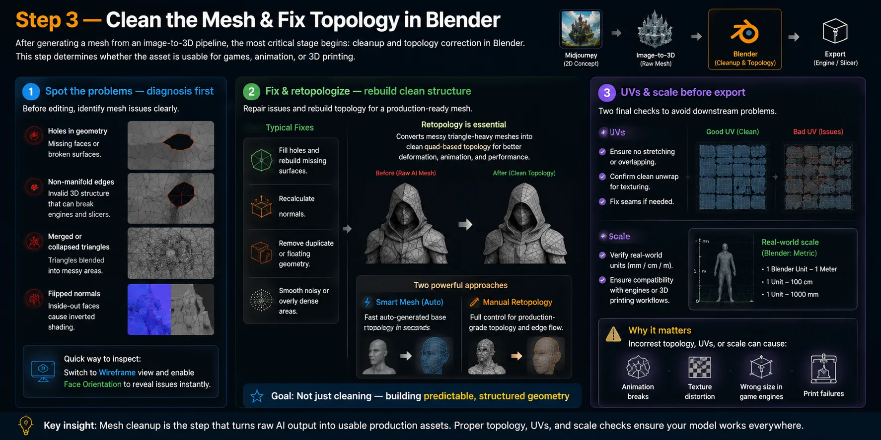 blender mesh cleanup and retopology guide