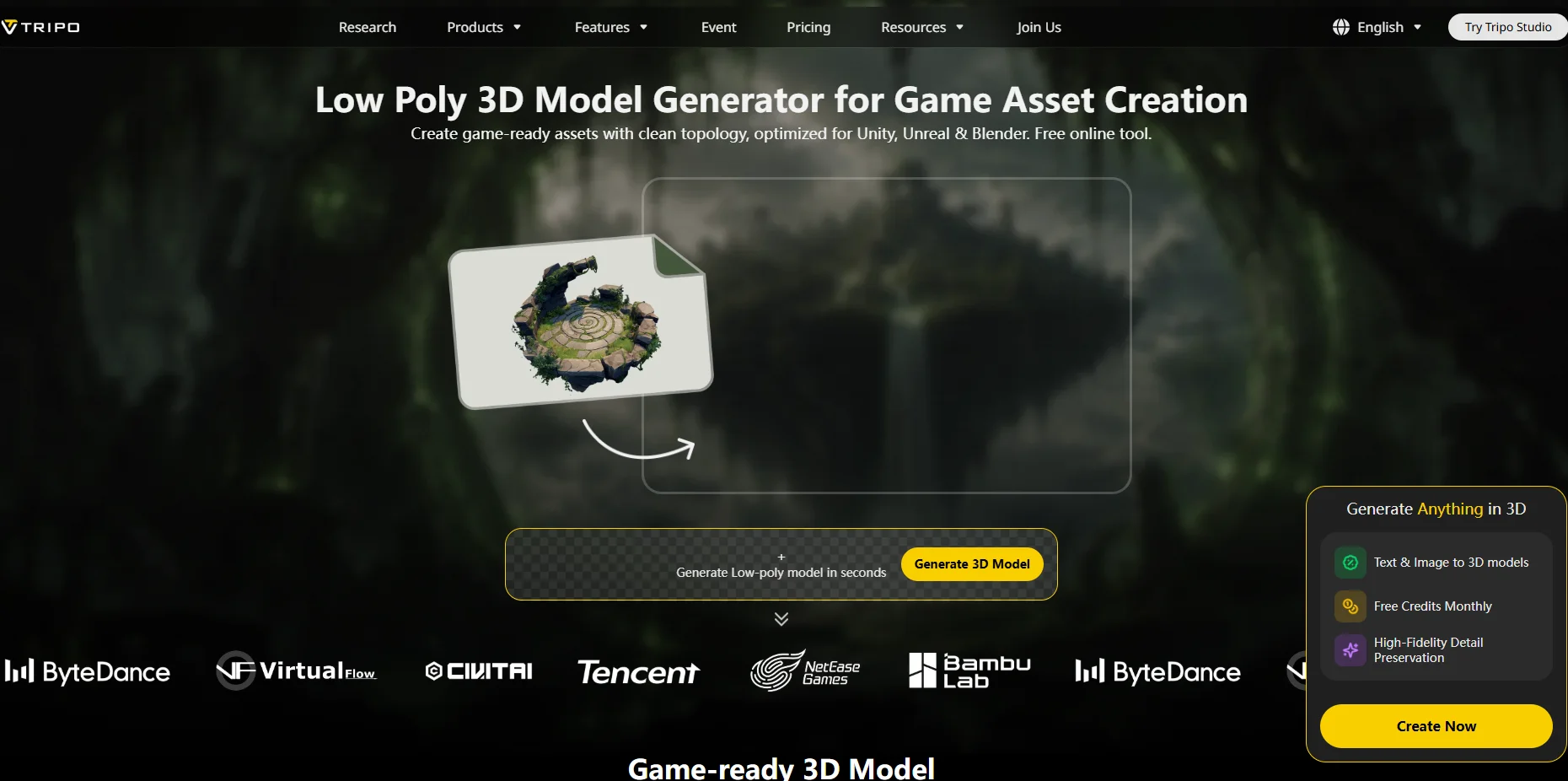tripo low poly game asset generator