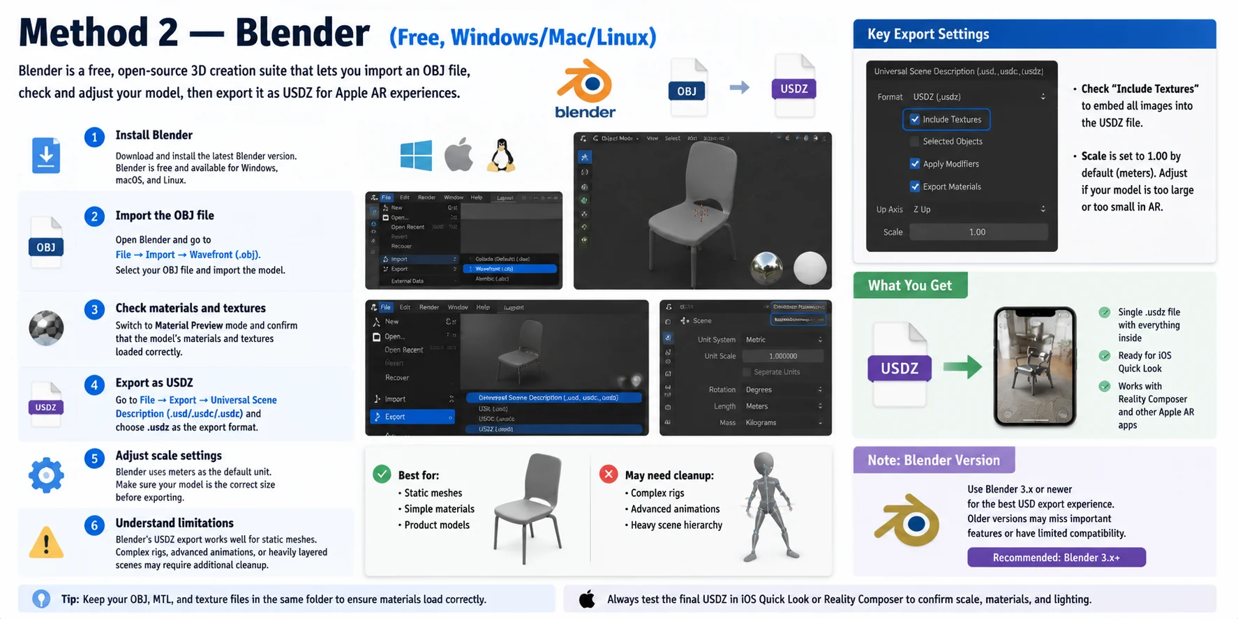 obj to usdz method 2 blender free windows mac linux