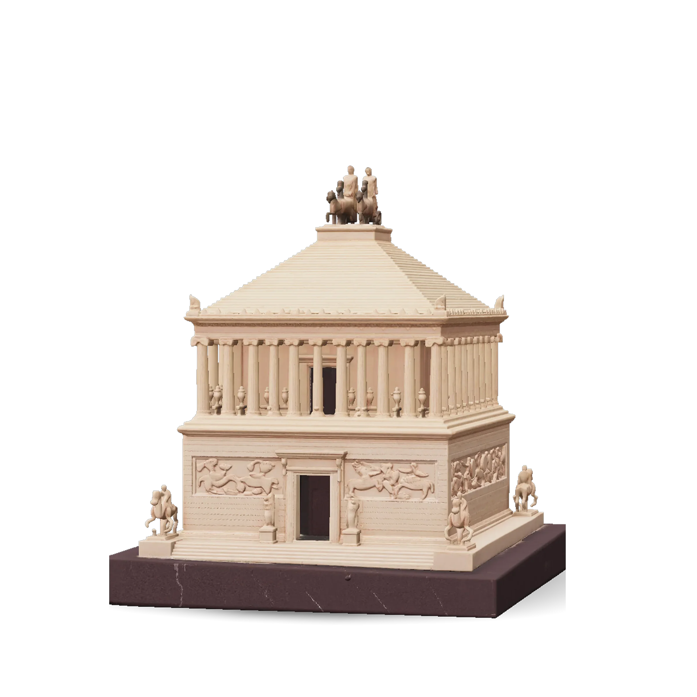 Parthenon-style ancient temple 3D model with a columned peristyle, bas-relief frieze and statues