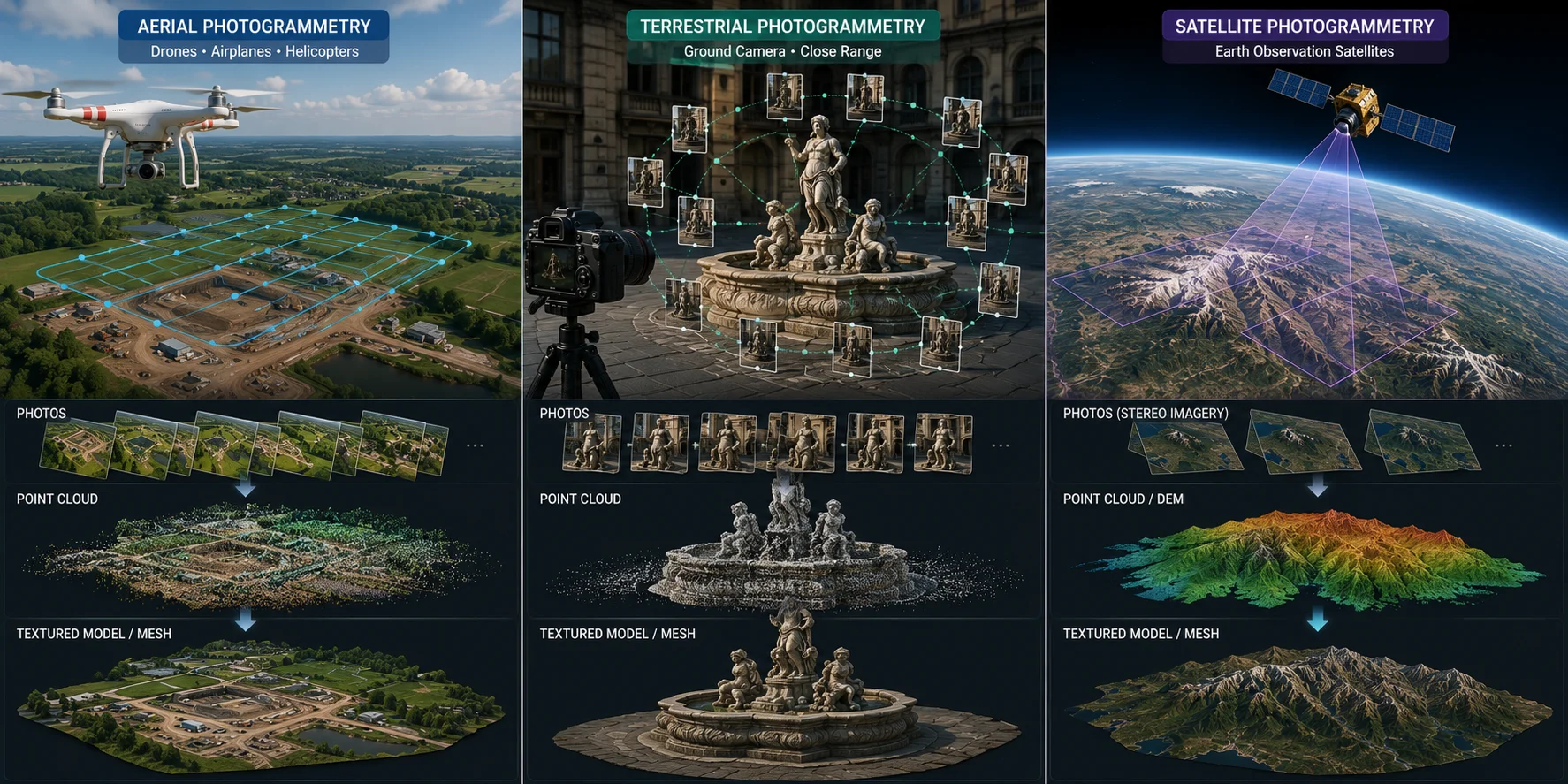 photogrammetry three types of photogrammetry