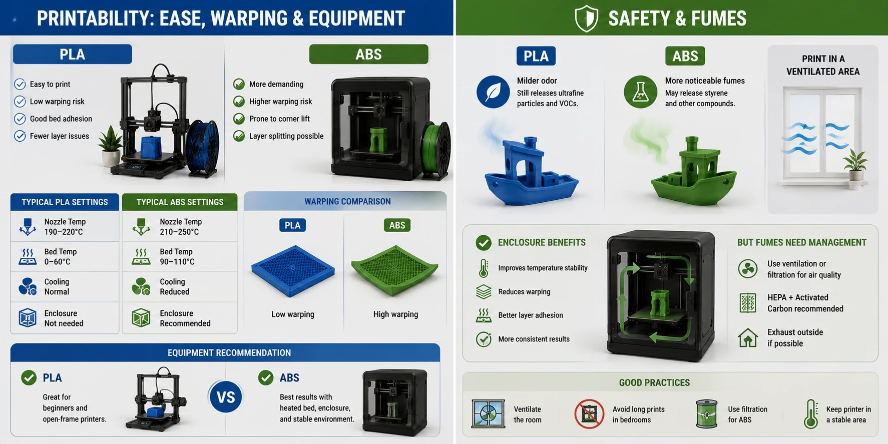 pla and abs printing safety comparison